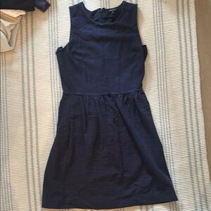 Madewell Blue A-Line Midi Dress Sleeveless Mock Neck for Casual Work